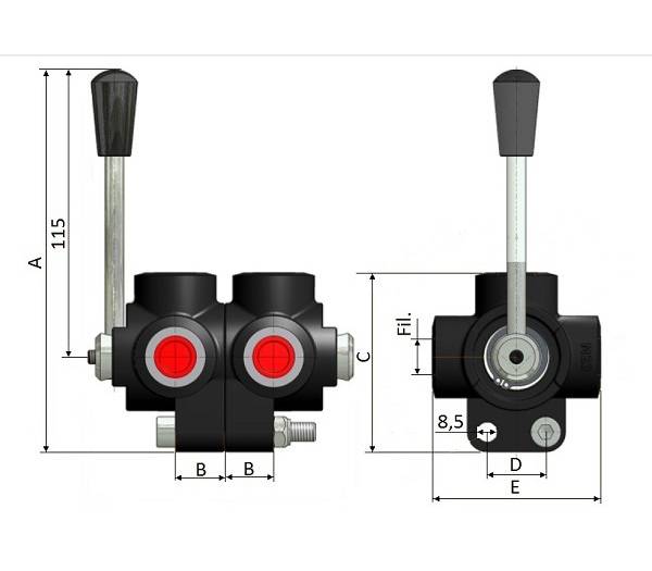 Obrázek k výrobku 13547 - 6 cestný hydraulický ventil, 60l, 3/8"