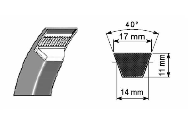 Obrázek k výrobku 32371 - klínový řemen B44, 17x1120 Li, 17x1163 Lp