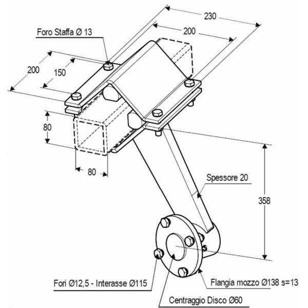 Obrázek k výrobku 56021 - kompletní uchycení disku s nábojem zadní na profil 80x80/disk 460-510