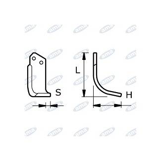 Obrázek k výrobku 43630 - NŮŽ ROTAVÁTORU 113 x 205 x 10 MM PRAVÝ