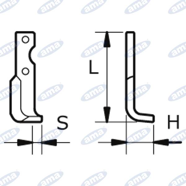 Obrázek k výrobku 60392 - NŮŽ ROTAVÁTORU 50 x 195 x 21 MM PRAVÝ