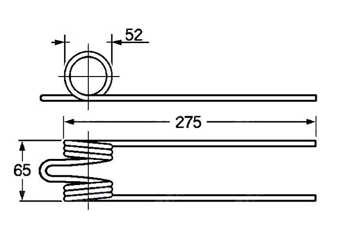 Obrázek k výrobku 57619 - Pružina shrnovače, obraceče 52x65x275