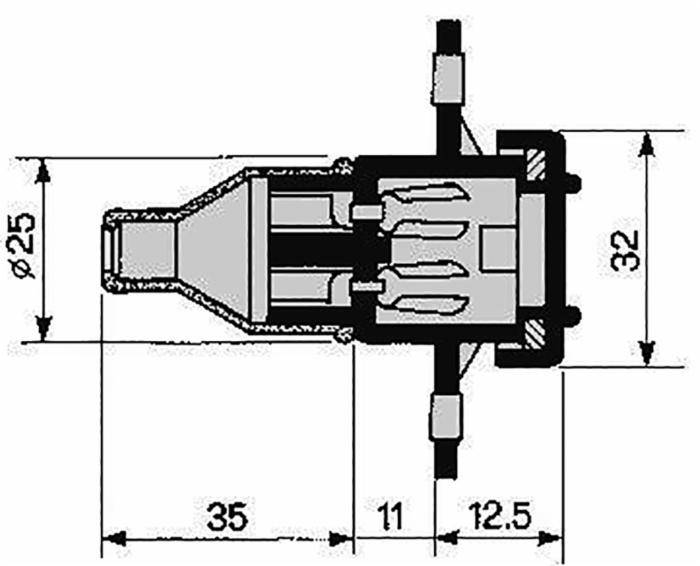 Specifikace - 2 pólová zásuvka 12/24V, 5A samice