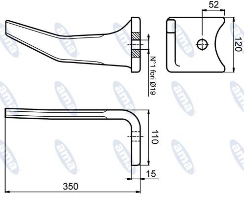 Specifikace - Hřeb bran KG 360x120 mm levý AMAZONE