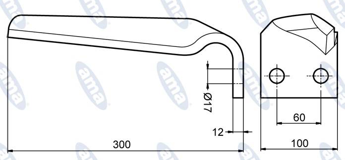 Specifikace - Hřeb pravý 300x17x60mm