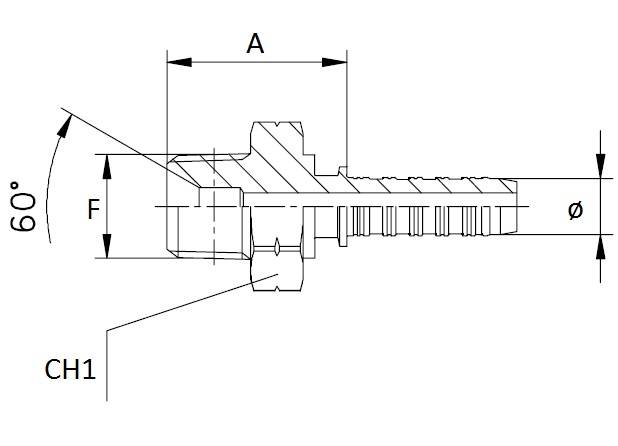 Specifikace - Lis. armatura s vnějším závitem NPT a vnitřním kuželem 60 st. 1/2" - 1/2" NPT