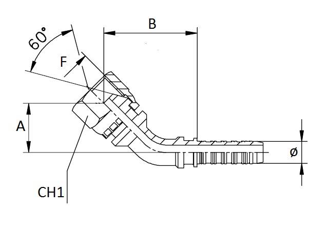 Specifikace - Lis. armatura s vnitřním závitem, 45 st. a těsnicí hlavicí 60 st. 1/2" - 1/2"