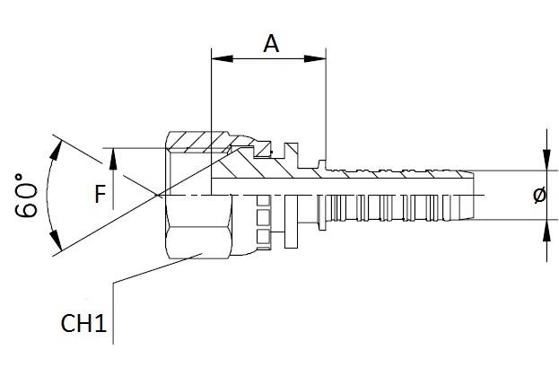 Specifikace - Lis. armatura s vnitřním závitem a těsnicí hlavicí 60 st. 1"1/2" - 1"1/2"