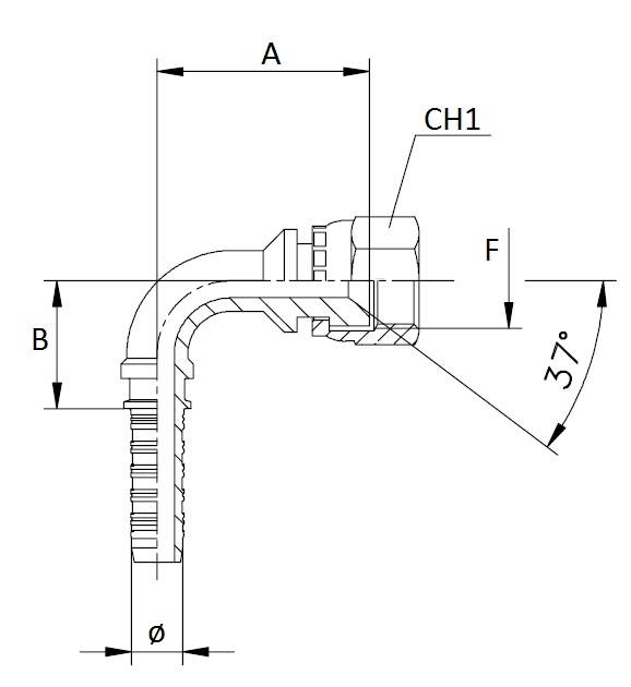 Specifikace - Lis. armatura s vnitřním závitem JIC 74, 1/2", 7/8", 90 st.