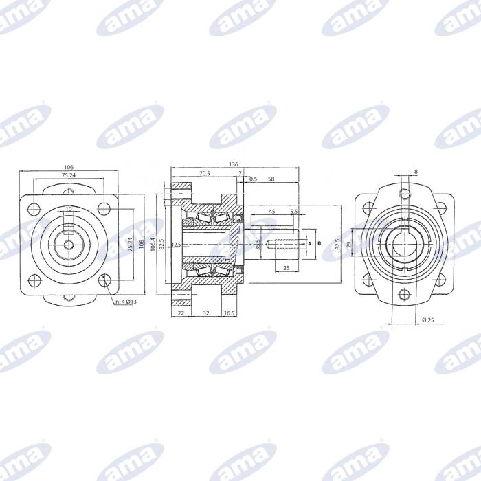 Specifikace - Podpěra hydraulického motoru WP a WR, 32 mm