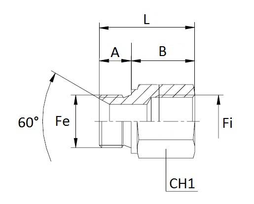 Specifikace - Rovný propojovací adaptér samec samice 22x1,5 x 1/2"