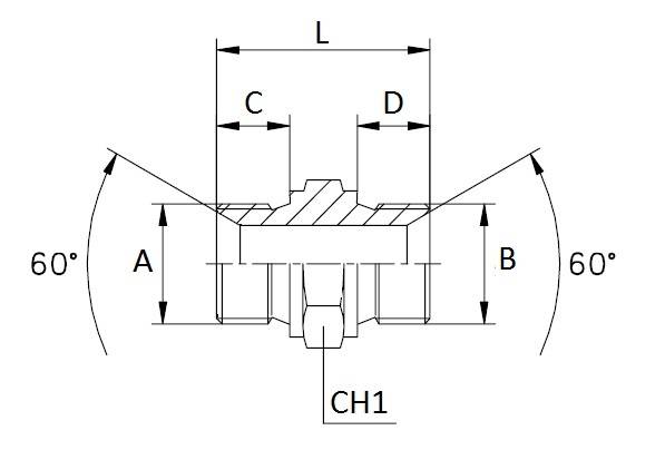 Specifikace - závitový adaptér BSP x BSP 1/2" / 1/2" / 41 mm