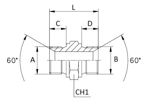Specifikace - závitový adaptér BSP x BSP 3/8" / 3/8" NPT/ 32,5 mm
