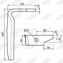 Obrázek k výrobku 60451 - Hřeb bran 295x150 mm pravý AMAZONE