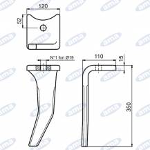 Obrázek k výrobku 60450 - Hřeb bran KG 360x120 mm levý AMAZONE