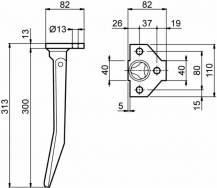 Obrázek k výrobku 62410 - Hřeb rotační brány 13x80x37x310 mm