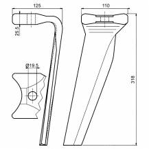 Obrázek k výrobku 6583 - Hřeb rotační brány 318x110x19,5mm KUHN