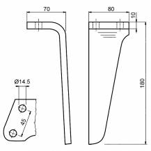 Obrázek k výrobku 42698 - Hřeb rotační brány levý 180x80x10mm RINIERI