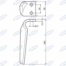 Obrázek k výrobku 56038 - Hřeb rotační brány pravý 280x90mm