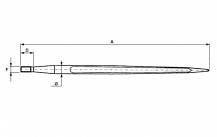 Obrázek k výrobku 8999 - Hrot kovaný na hnůj 36x800 rovný, vysoká kvalita