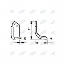 Obrázek k výrobku 43652 - NŮŽ ROTAVÁTORU 134 x 185 x 30 MM LEVÝ