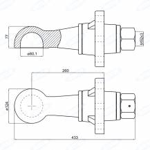 Obrázek k výrobku 60035 - Tažné oko s přírubou a kulovou spojkou 80 mm